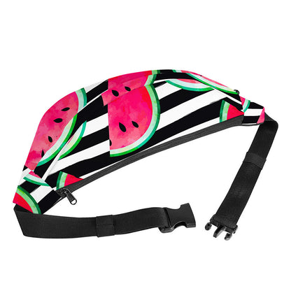 Black Striped Watermelon Pattern Print Fanny Pack