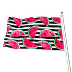 Black Striped Watermelon Pattern Print Flag