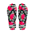 Black Striped Watermelon Pattern Print Flip Flops