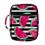 Black Striped Watermelon Pattern Print Front Pocket Bible Bag