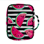Black Striped Watermelon Pattern Print Front Pocket Bible Bag