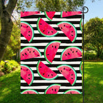 Black Striped Watermelon Pattern Print Garden Flag