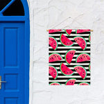 Black Striped Watermelon Pattern Print Garden Flag