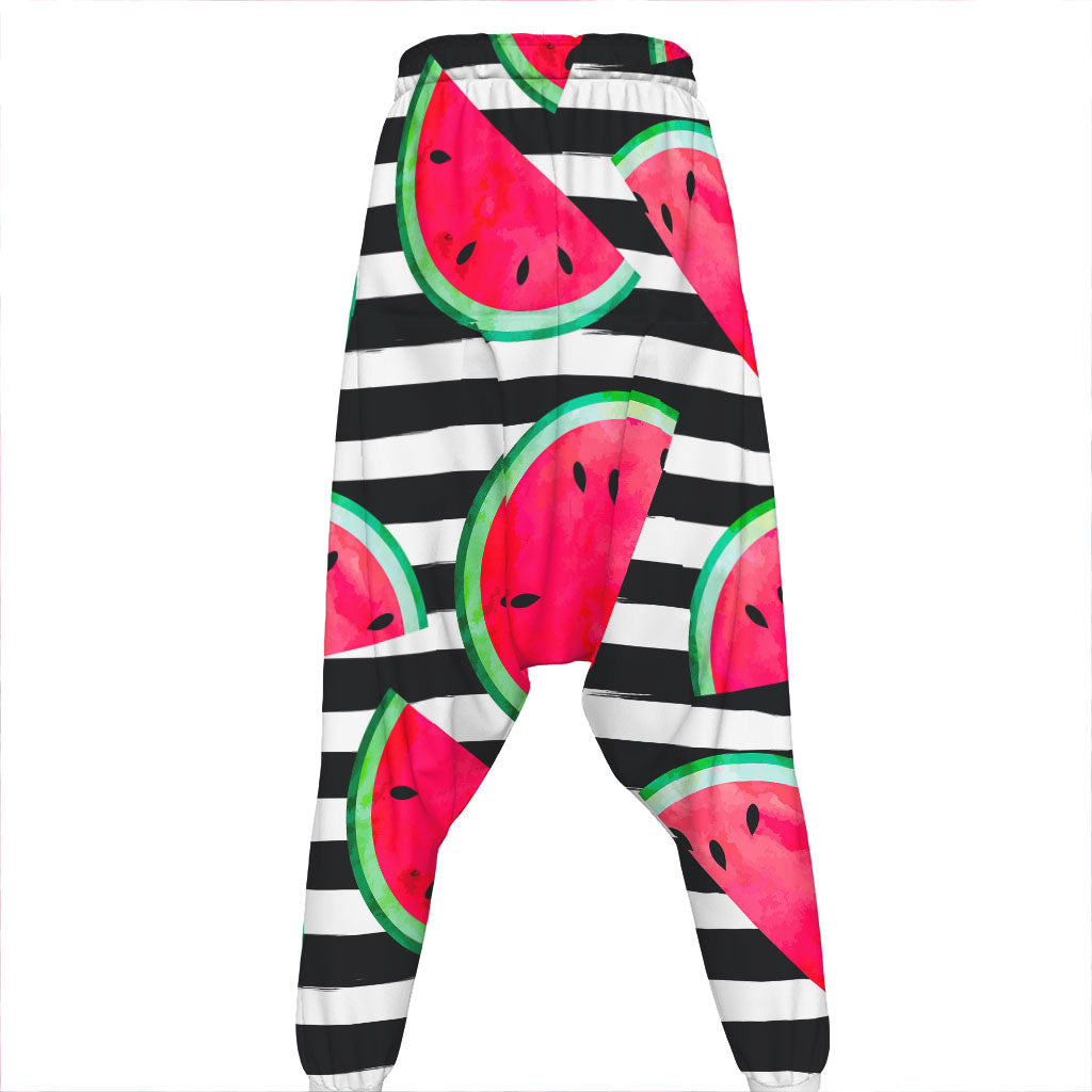 Black Striped Watermelon Pattern Print Hammer Pants