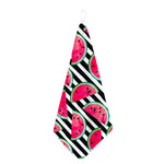 Black Striped Watermelon Pattern Print Hand Towel