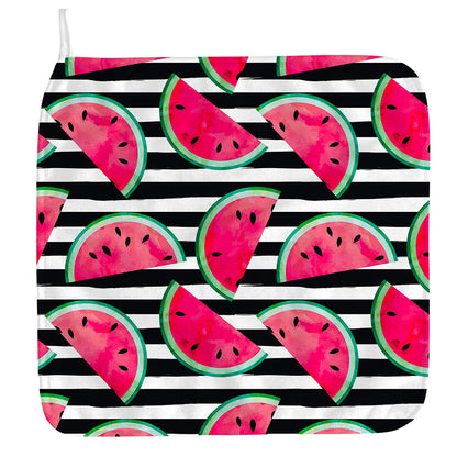 Black Striped Watermelon Pattern Print Hand Towel