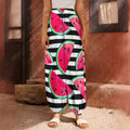 Black Striped Watermelon Pattern Print Harem Pants