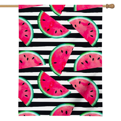 Black Striped Watermelon Pattern Print House Flag