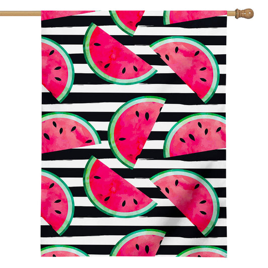 Black Striped Watermelon Pattern Print House Flag