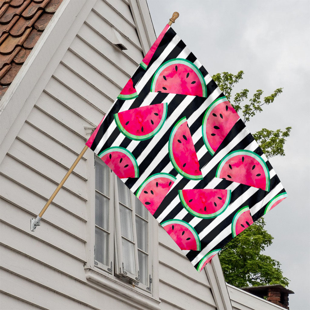 Black Striped Watermelon Pattern Print House Flag