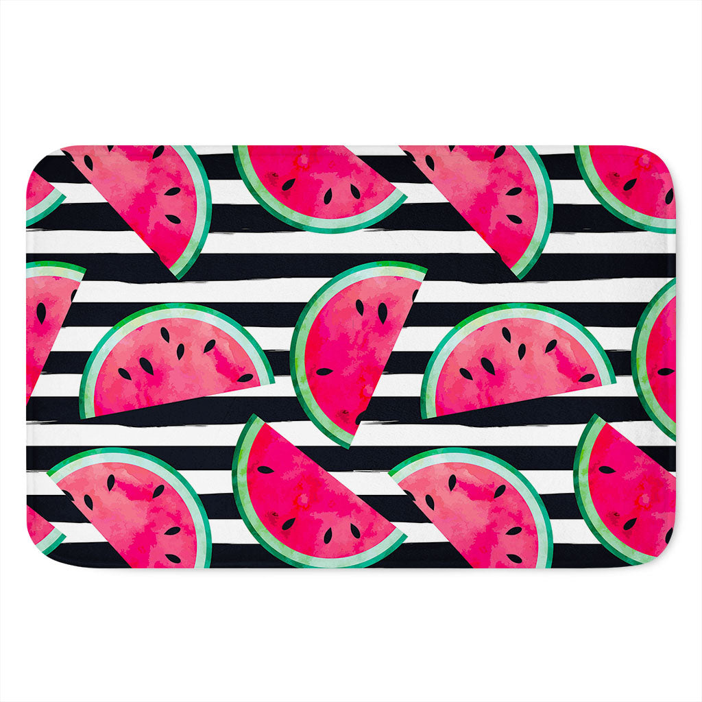 Black Striped Watermelon Pattern Print Indoor Door Mat