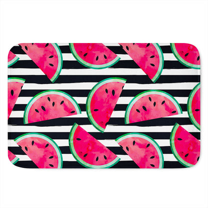 Black Striped Watermelon Pattern Print Indoor Door Mat