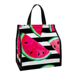 Black Striped Watermelon Pattern Print Insulated Lunch Tote