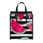 Black Striped Watermelon Pattern Print Insulated Lunch Tote