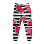 Black Striped Watermelon Pattern Print Jogger Pants