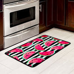 Black Striped Watermelon Pattern Print Kitchen Mat