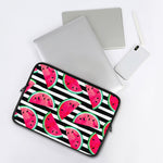 Black Striped Watermelon Pattern Print Laptop Sleeve