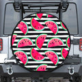 Black Striped Watermelon Pattern Print Leather Spare Tire Cover