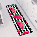 Black Striped Watermelon Pattern Print Long Kitchen Mat