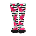Black Striped Watermelon Pattern Print Long Socks