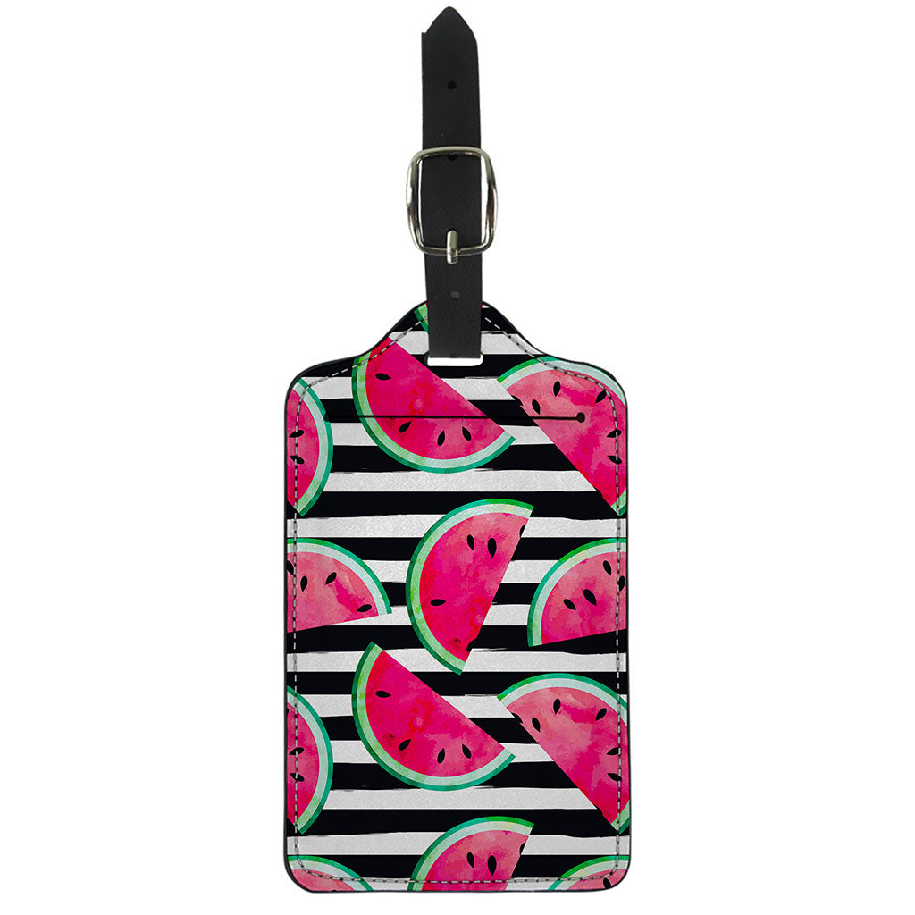 Black Striped Watermelon Pattern Print Luggage Tag