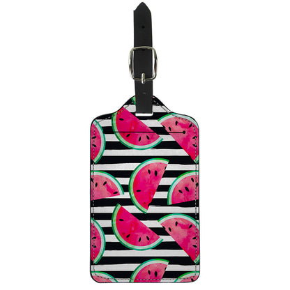 Black Striped Watermelon Pattern Print Luggage Tag