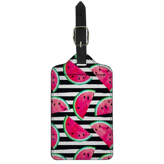 Black Striped Watermelon Pattern Print Luggage Tag