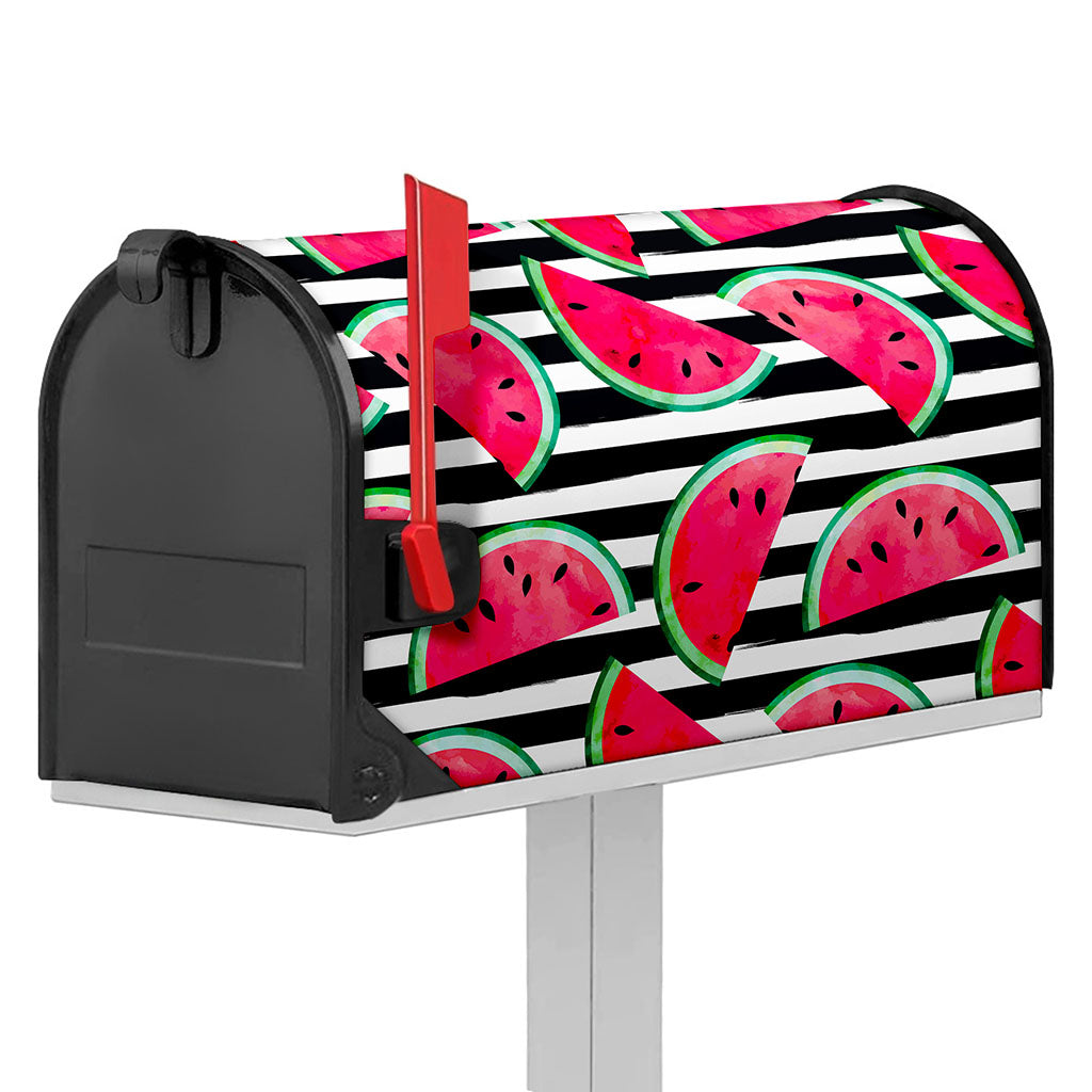 Black Striped Watermelon Pattern Print Mailbox Cover