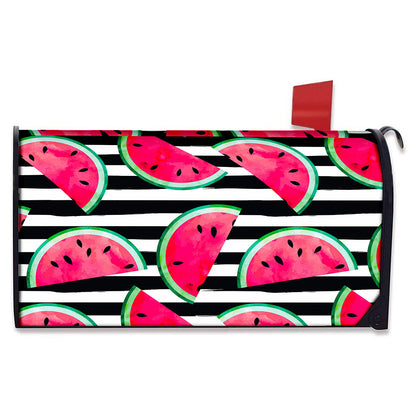 Black Striped Watermelon Pattern Print Mailbox Cover