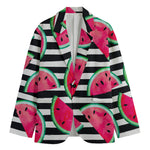 Black Striped Watermelon Pattern Print Men's Blazer