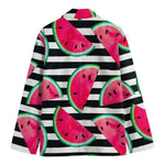 Black Striped Watermelon Pattern Print Men's Blazer