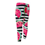 Black Striped Watermelon Pattern Print Men's Compression Pants