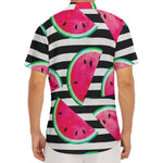 Black Striped Watermelon Pattern Print Men's Deep V-Neck Shirt