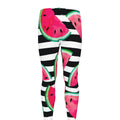 Black Striped Watermelon Pattern Print Men's Leggings
