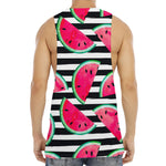 Black Striped Watermelon Pattern Print Men's Muscle Tank Top