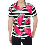 Black Striped Watermelon Pattern Print Men's Shirt