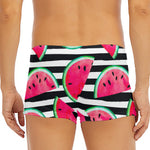Black Striped Watermelon Pattern Print Men's Short Boxer Briefs
