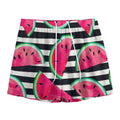 Black Striped Watermelon Pattern Print Mesh Shorts