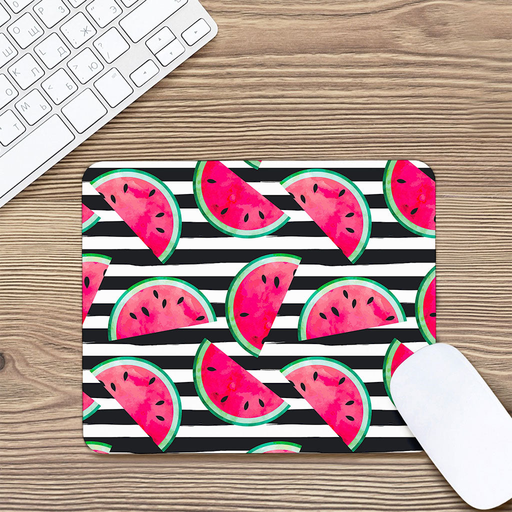 Black Striped Watermelon Pattern Print Mouse Pad
