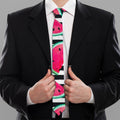 Black Striped Watermelon Pattern Print Necktie