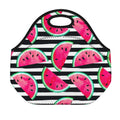 Black Striped Watermelon Pattern Print Neoprene Lunch Bag
