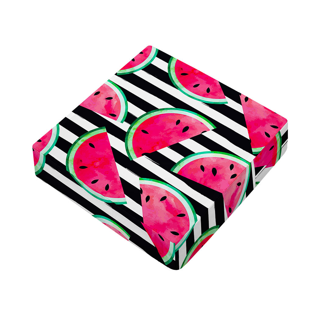 Black Striped Watermelon Pattern Print Outdoor Seat Cushion Cover