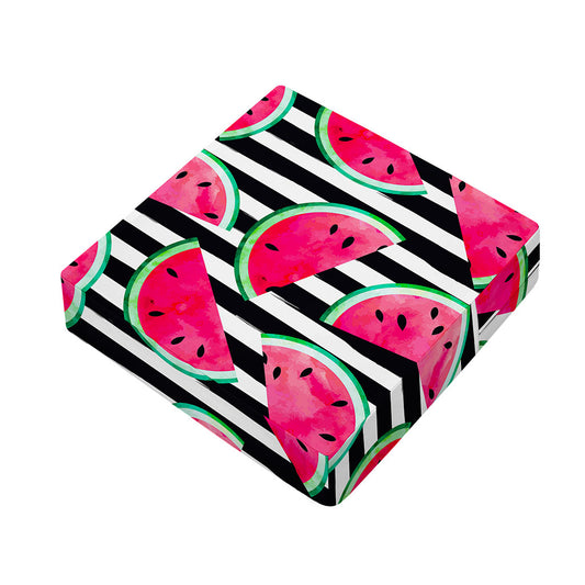 Black Striped Watermelon Pattern Print Outdoor Seat Cushion Cover