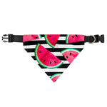 Black Striped Watermelon Pattern Print Over The Collar Dog Bandana