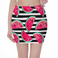 Black Striped Watermelon Pattern Print Pencil Mini Skirt
