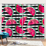 Black Striped Watermelon Pattern Print Pencil Pleat Curtains