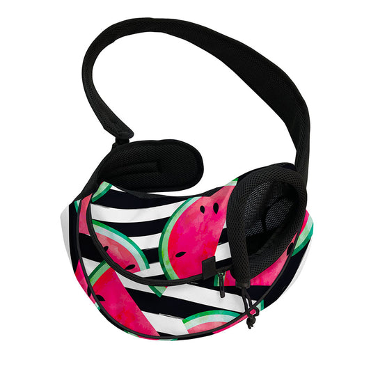 Black Striped Watermelon Pattern Print Pet Sling Carrier