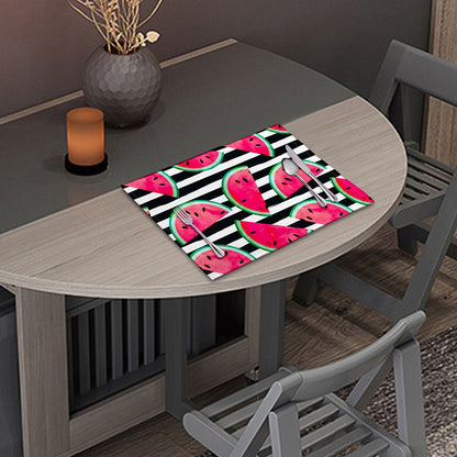 Black Striped Watermelon Pattern Print Placemat