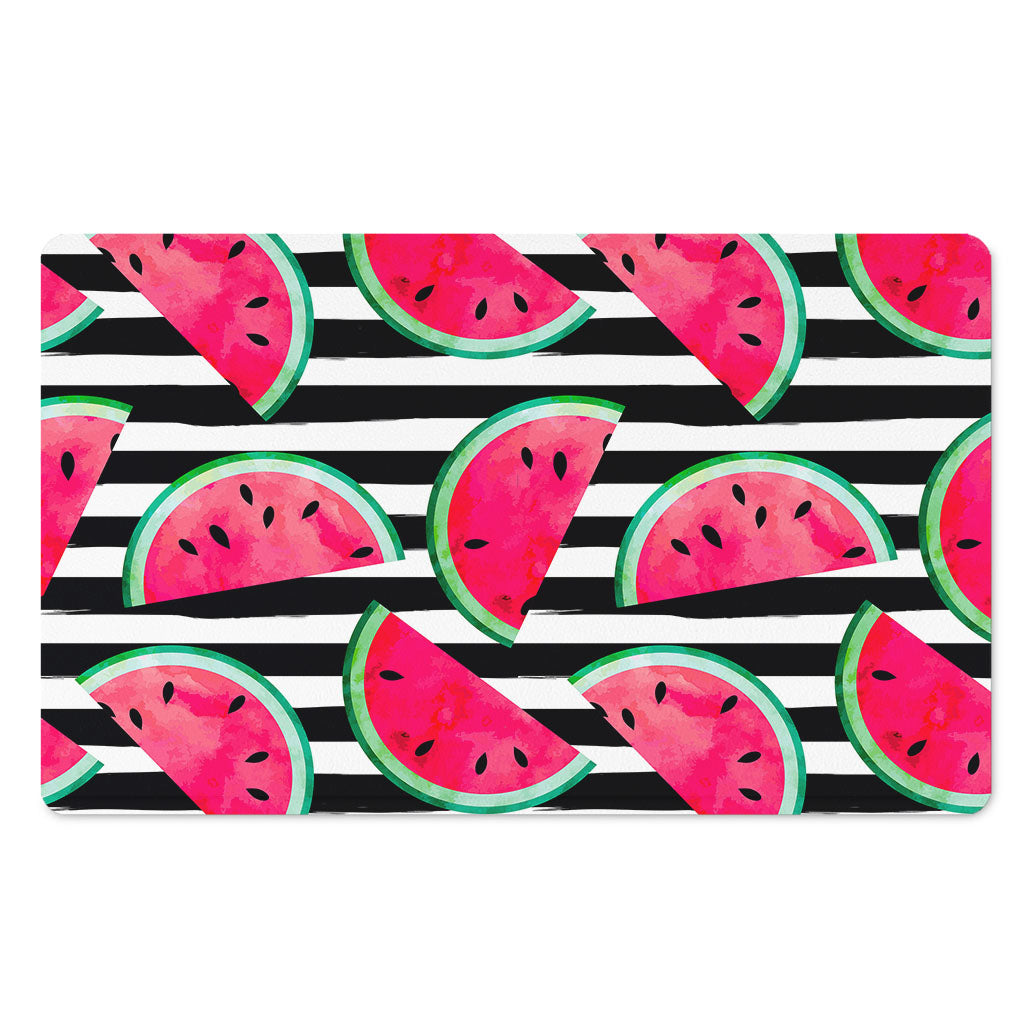 Black Striped Watermelon Pattern Print Polyester Doormat
