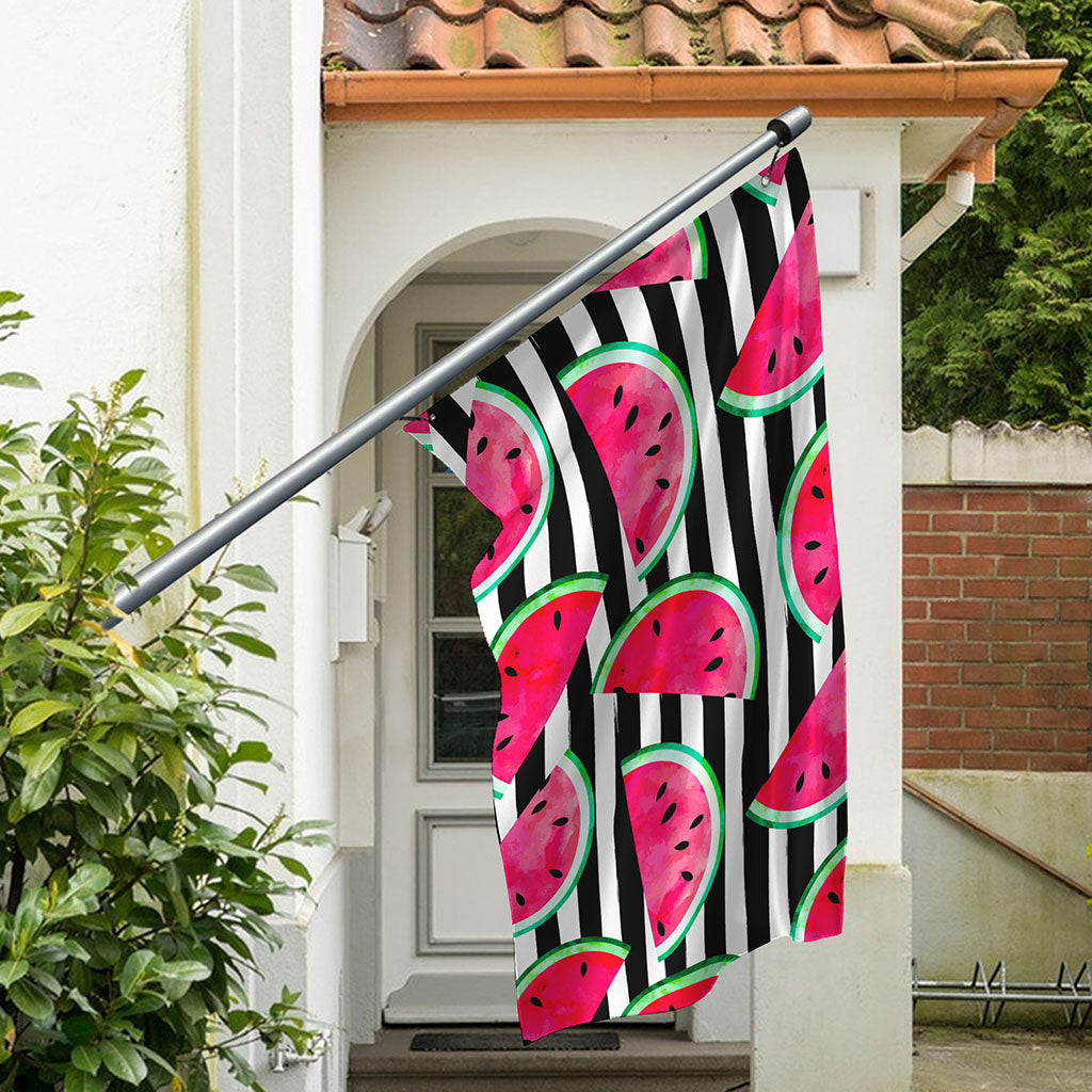 Black Striped Watermelon Pattern Print Polyester Flag